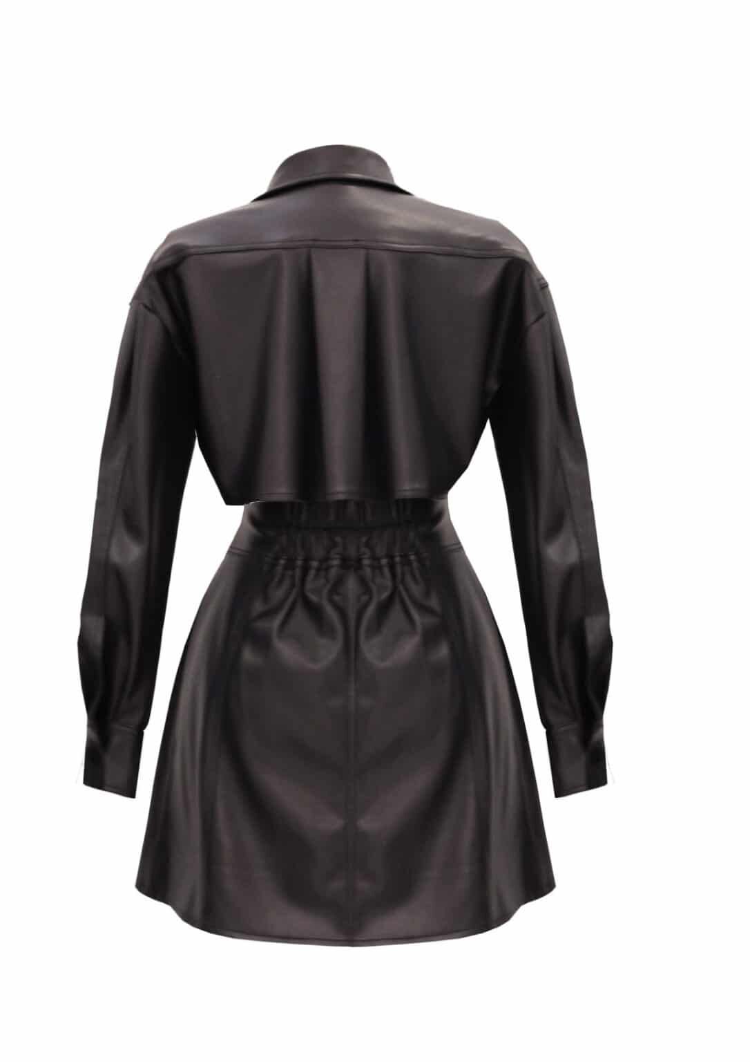 Vegan Leather Shirt Dress