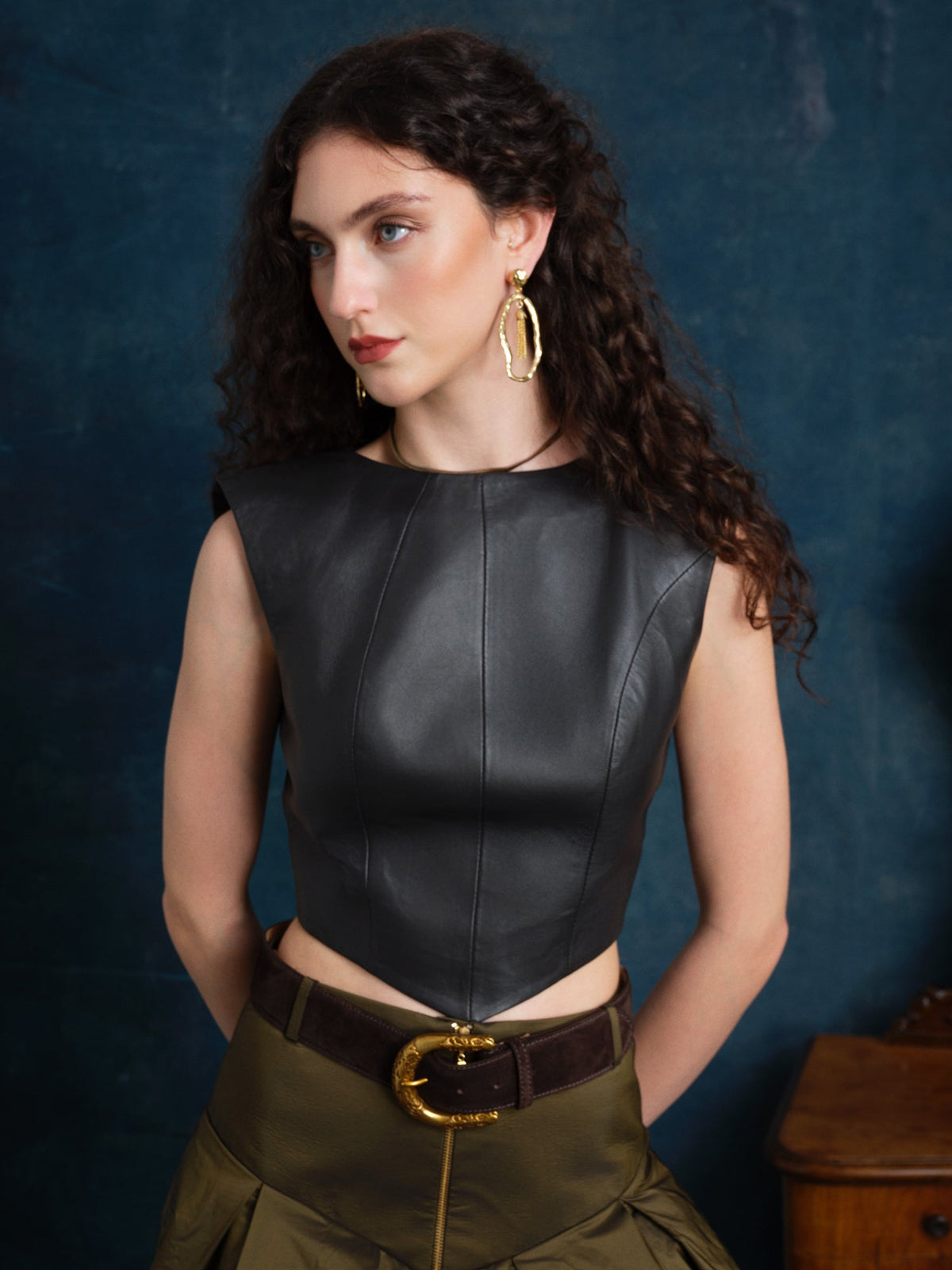 Amelie Genuine Leather Top
