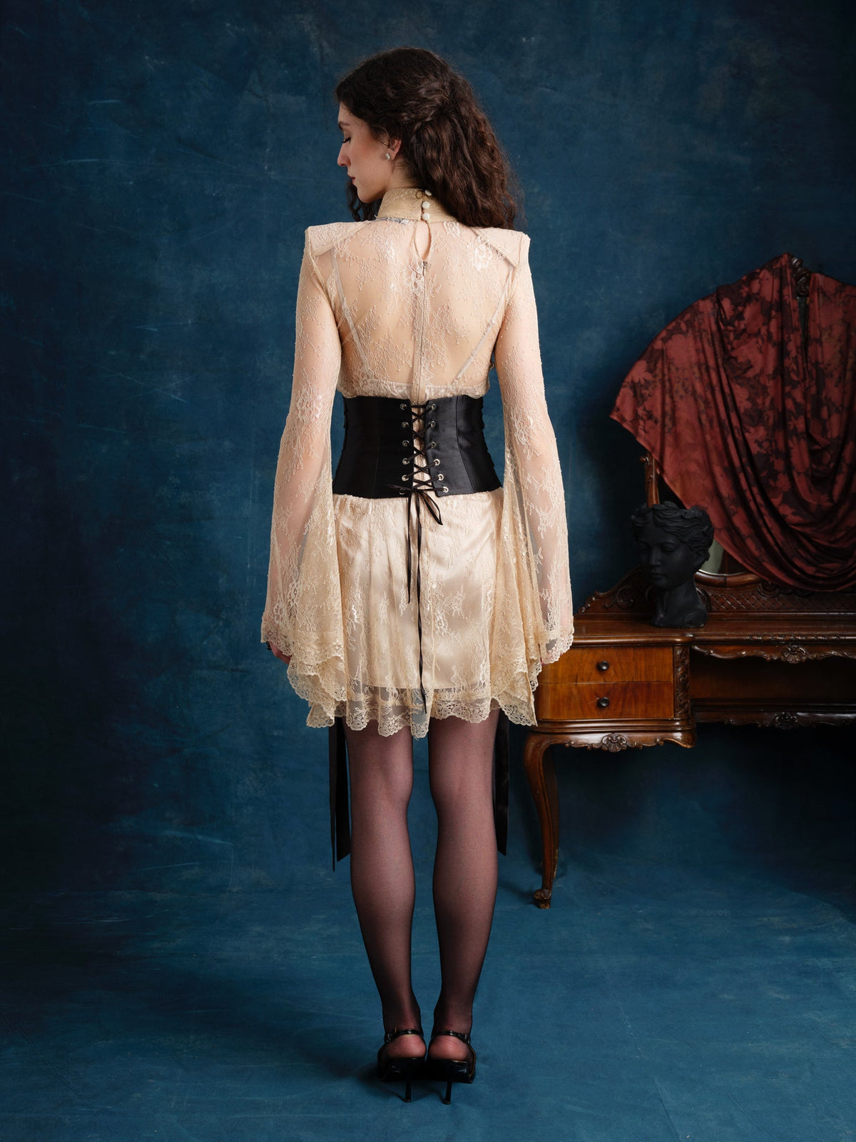 Vittoria Lace Mini Dress with Corset Belt