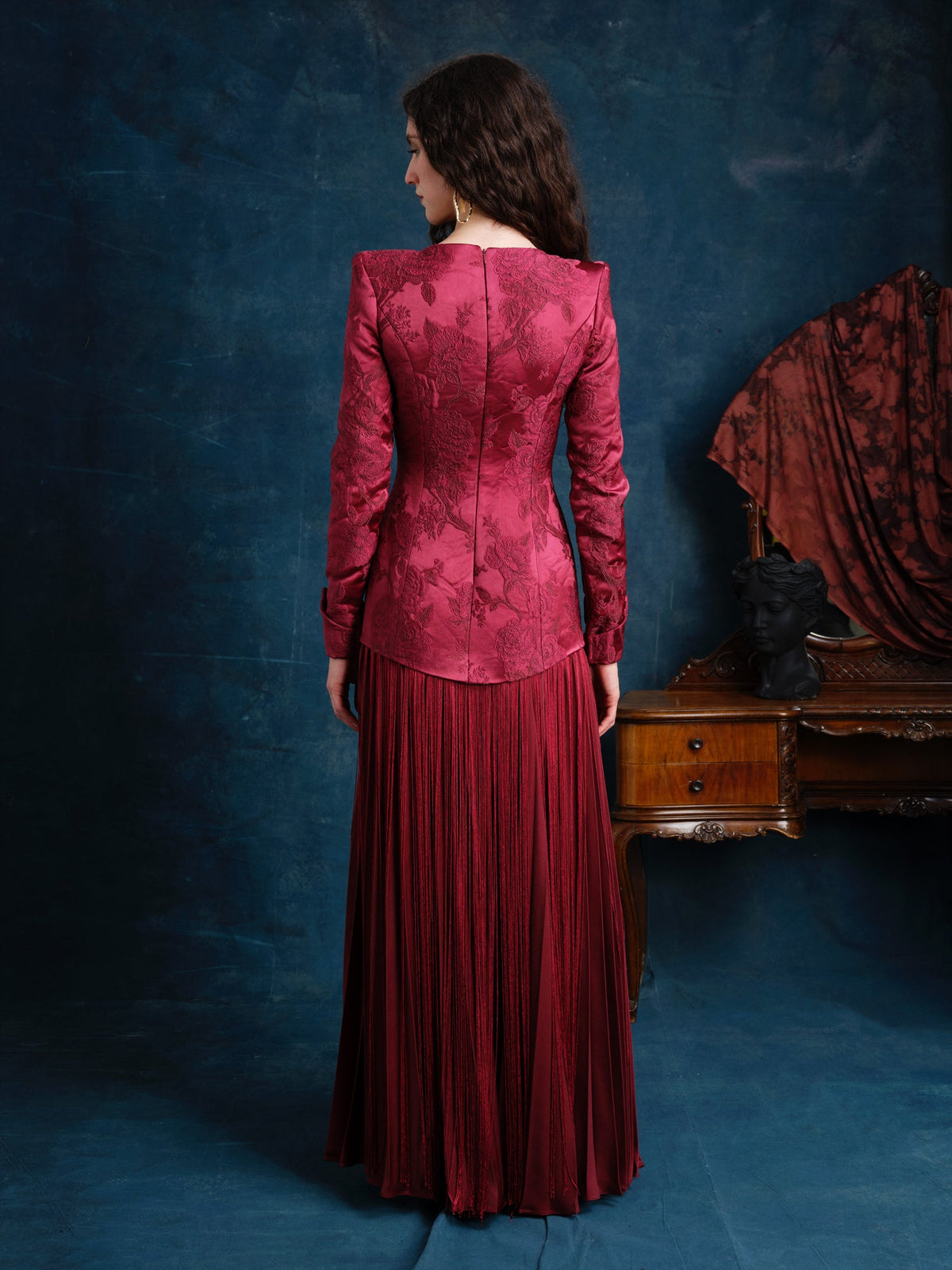 Sage Brocade Maxi Dress