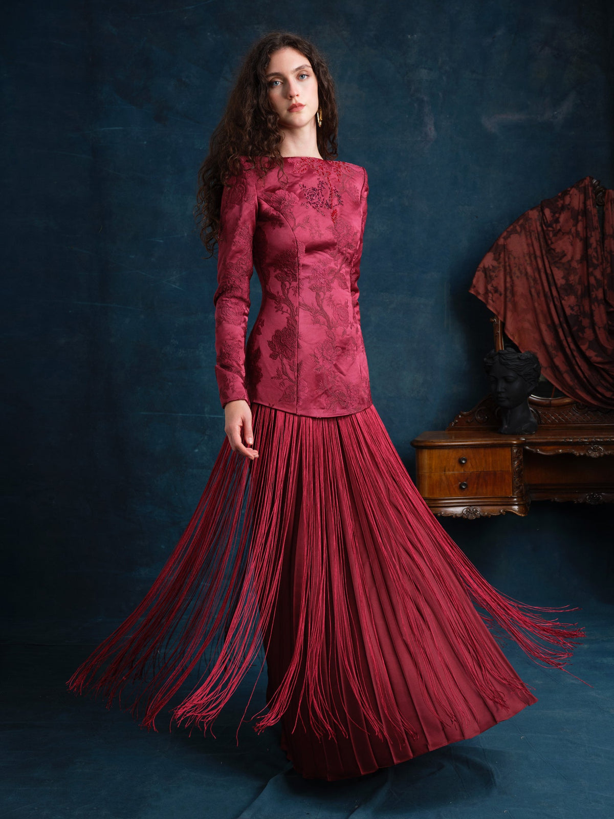 Sage Brocade Maxi Dress