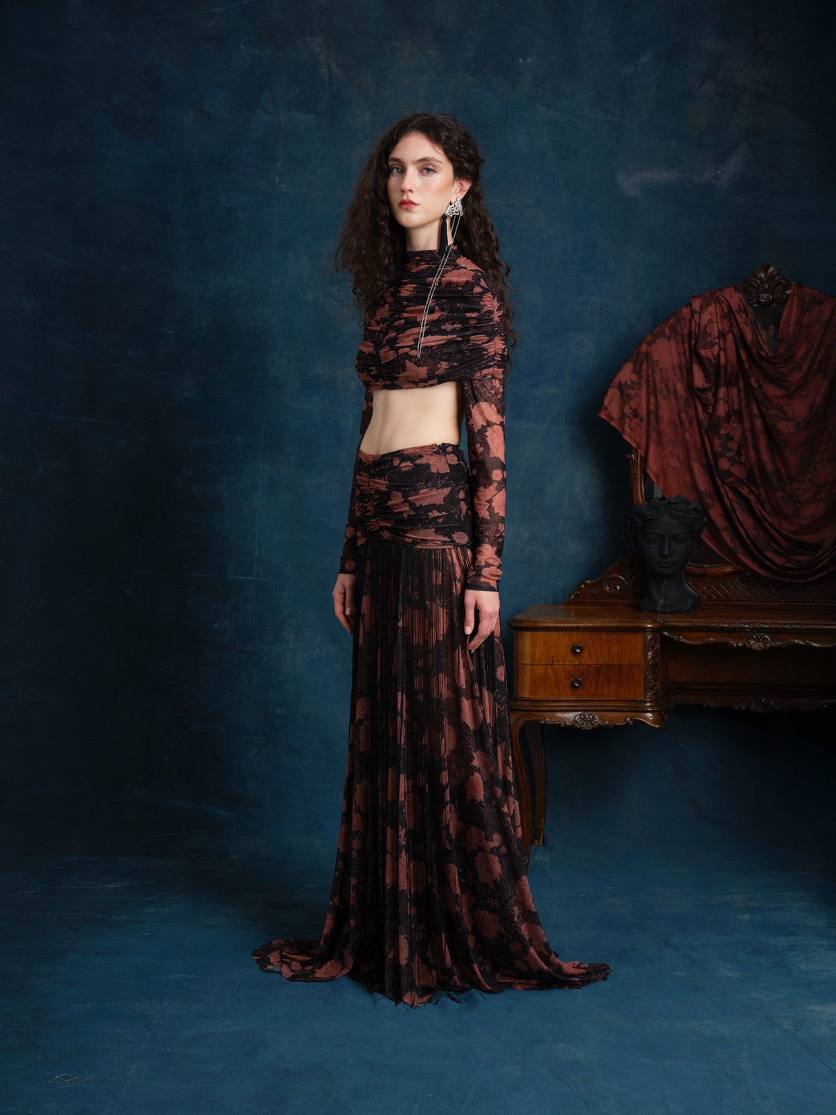 Lucia Floral Printed Tulle Maxi Skirt