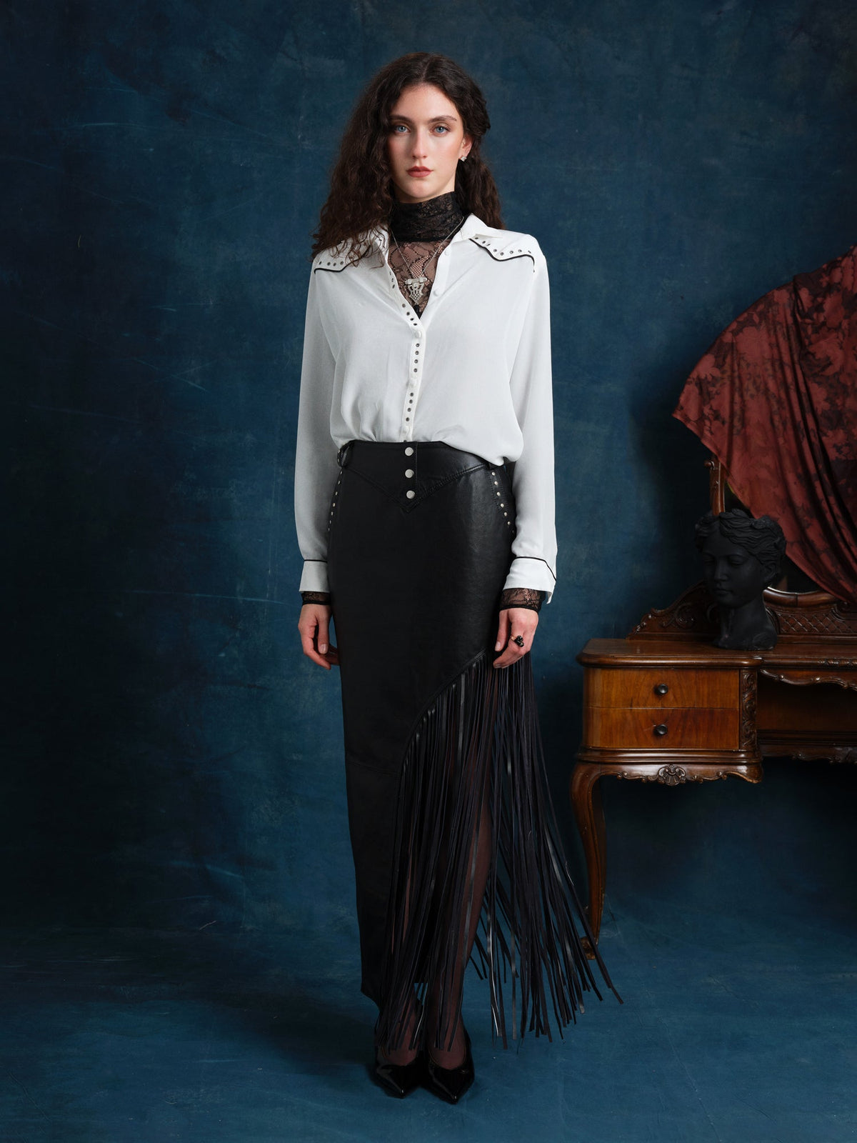 Dakota Fringed Lambskin Skirt