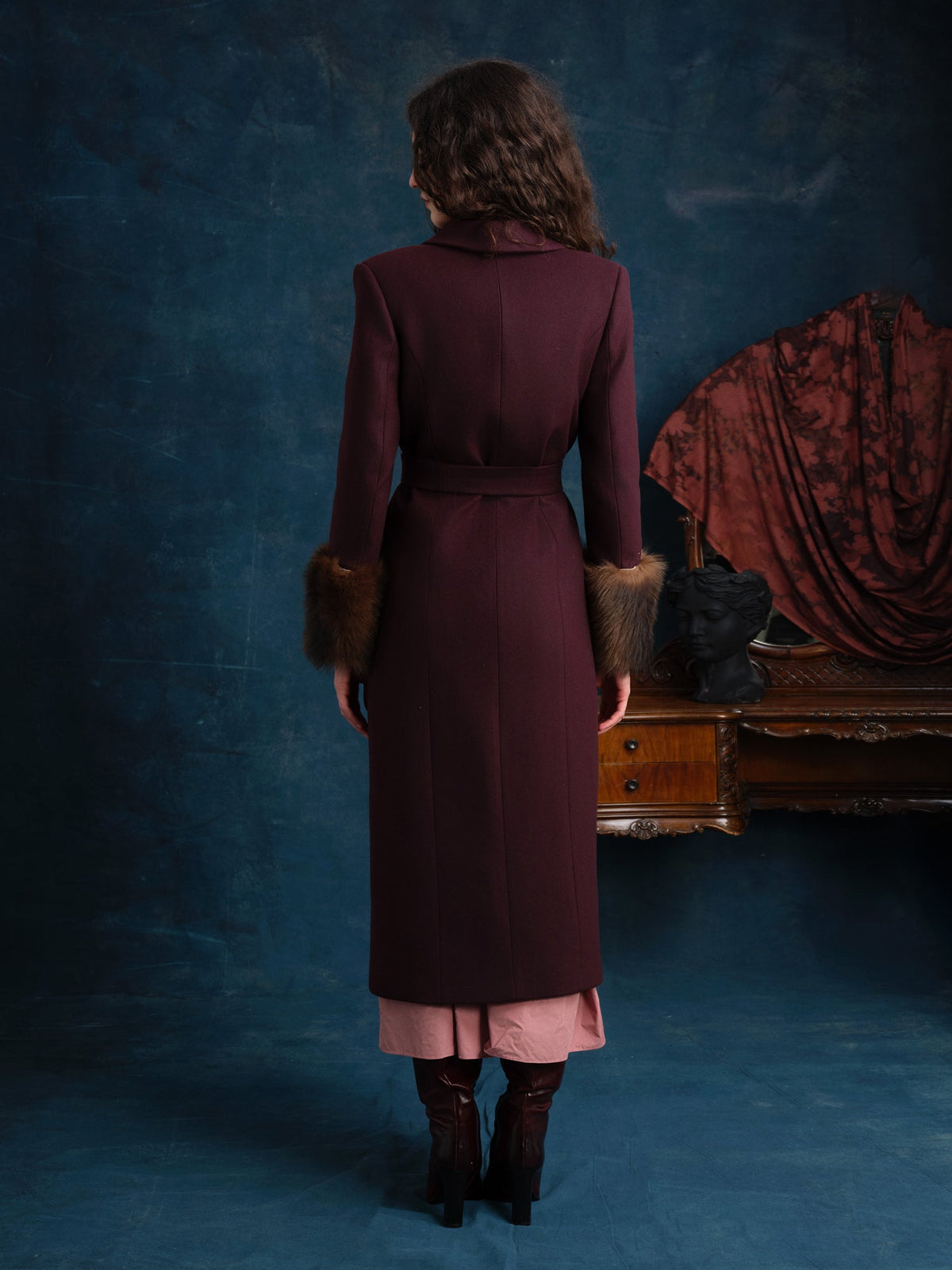 Loretta Wool and Cashmere Coat with Shearling Cuffs