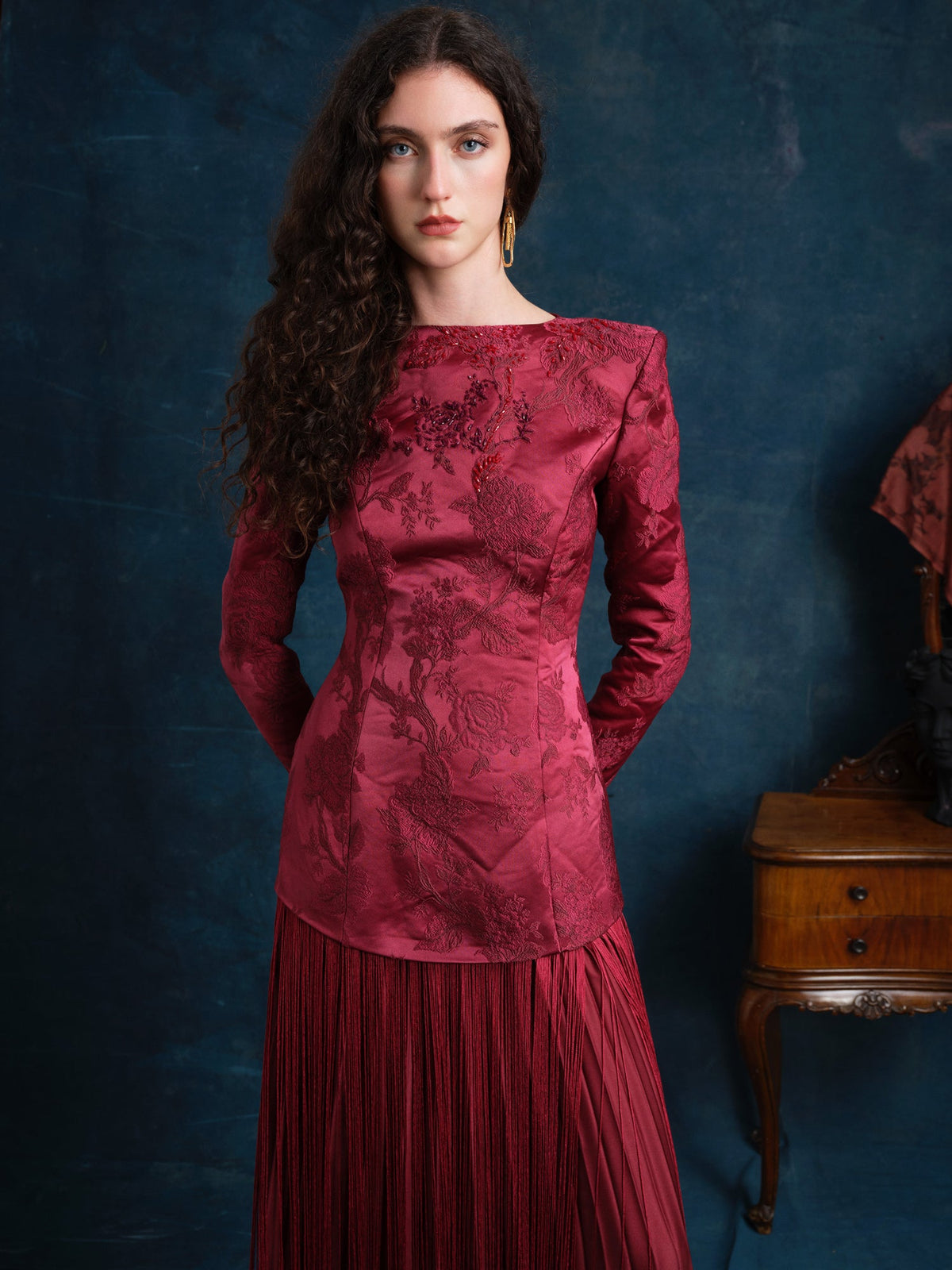 Sage Brocade Maxi Dress